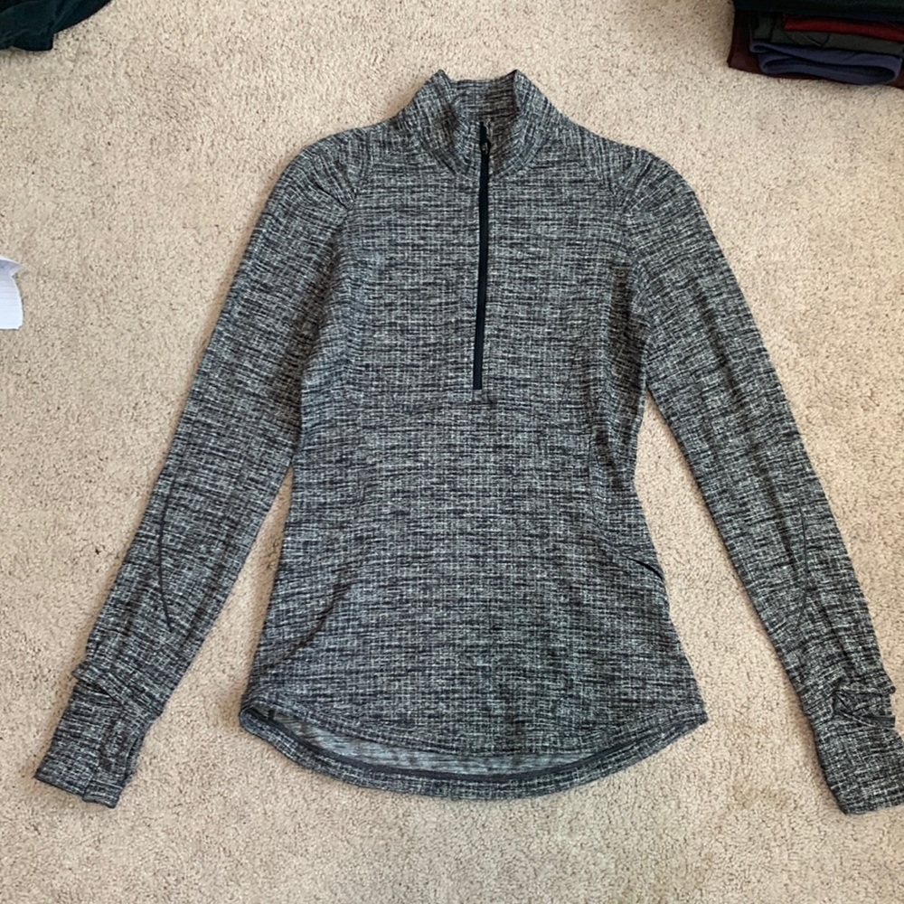lululemon Base Runner 1/2 Zip Coco Pique Black White Size 4